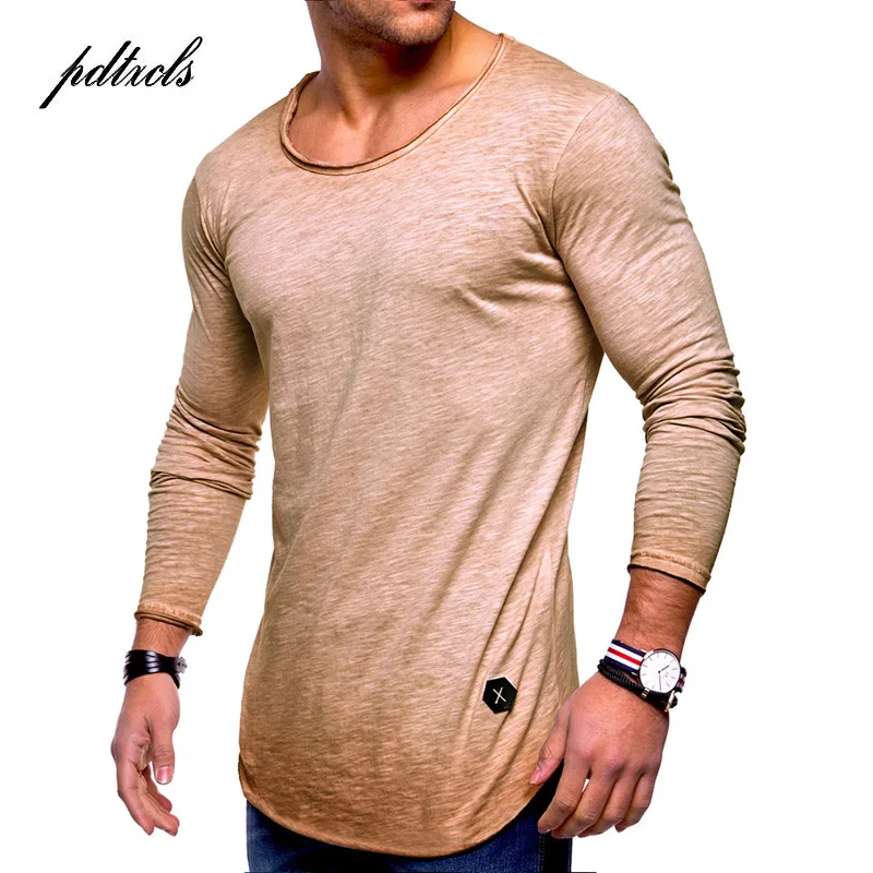 

49 New Solid Soft Slim Fashion Casual Elastic Long Sleeve T Shirts men Hip Hop Summer&Autumn Streetwear Tops Tees Plus Size 3XL