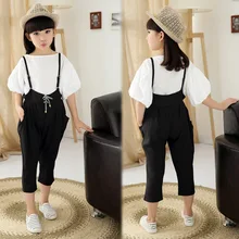 Детская одежда весна лето подтяжки для девочек Дворца культуры качество Harlan ноги брюки Комбинезоны черные брюки на бретелях