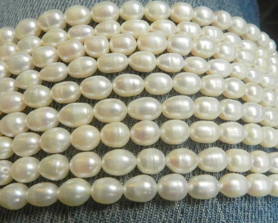 

wb 003222 Wholesale 5 strand 6-7mm White Freshwater Pearl Rice Beads String 13.5inchs