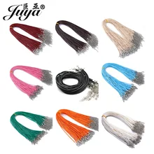 10 шт./партия, 2 мм диаметр, шнур из натуральной кожи, регулируемый, плетеный, 45 см, веревка, застежка-карабин, Веревка DIY, ожерелье, изготовление ювелирных изделий JD0003