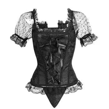 

Plus Size Women Steel Boned Lace Up Sexy Body Bustier Overbust Corset Waist Cincher Body Shaper Slimming Corselet