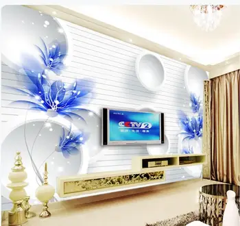 

Custom 3d Mural Wallpaper Blue fantasy flower Wall Mural Wall Paper Painting 3D TV background