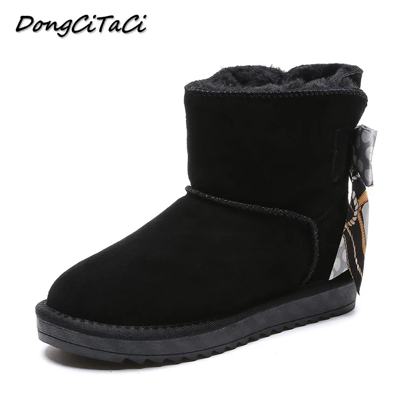 Vera Del Da Bowtie Di Inverno Nero Caricamento Dongcitaci Neve In Della Caviglia Donne grigio Donna Piatto Il Pelle Lana Scarpe Stivali Miscela Caldo Delle Casual Avvio Modo Sistema aq51PY