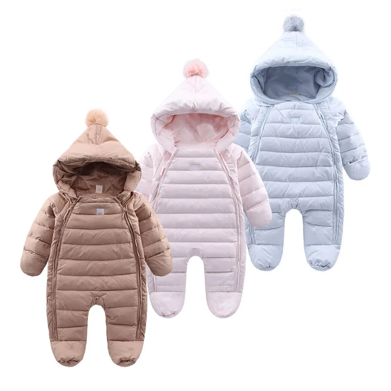 Baby Rompers Newborn Baby Boy Girl Thick Warm Duck Down Winter Snowsuit Baby Cute Hooded Jumpsuit Newborn Baby Boy Clothes