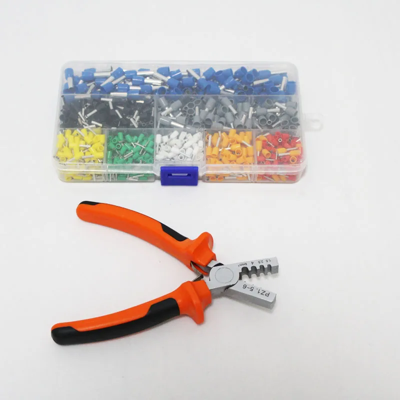 

800pcs Cable Wire Terminal Connector with Hand Ferrule Crimper Plier Crimp Tool Kit Set AWG 10-23