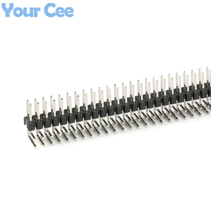 

10 pcs 2x40 Pin 2.54mm Male Double Row Right Angle Pin Header