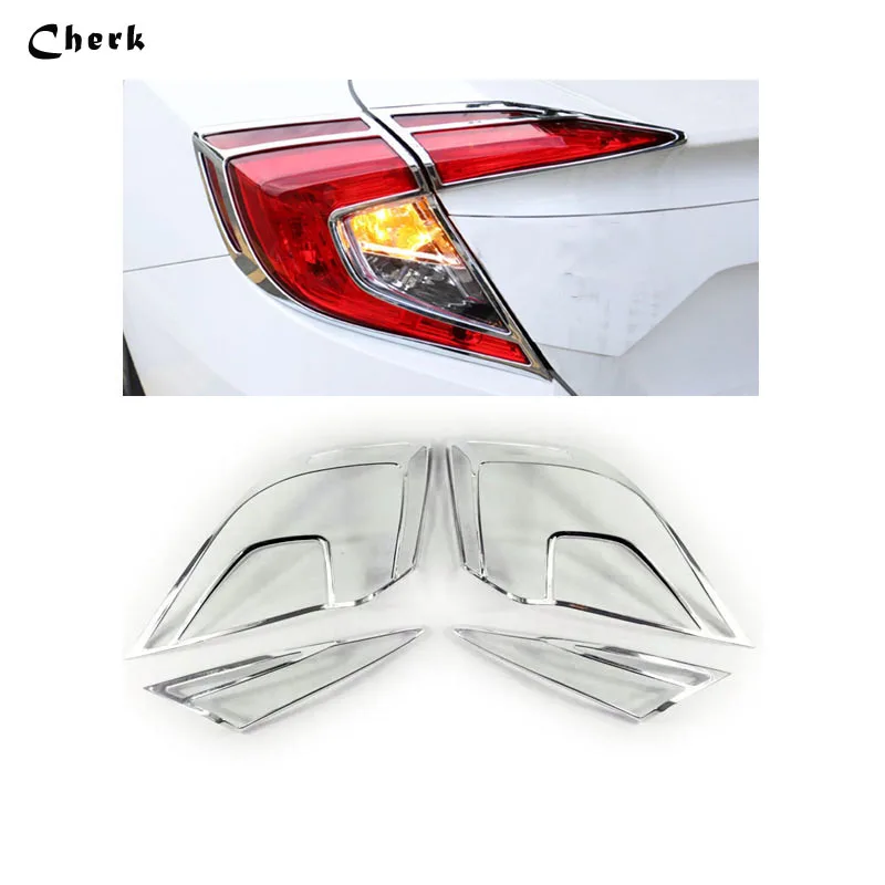

For Honda Civic 2016 2017 Auto ABS Chrome Rear Tail Light Lamp Taillight Cover Trim Frame Sticker Exterior Accessories 2pcs