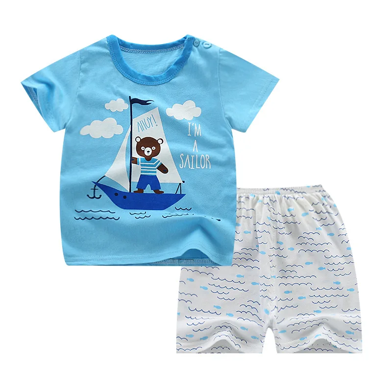 Комплект одежды для новорожденных; повседневный летний комплект для малышей; детский спортивный комплект с короткими рукавами; футболка и шорты; одежда для малышей; 12M24M3T4T5T6T7T8T - Цвет: Серебристый