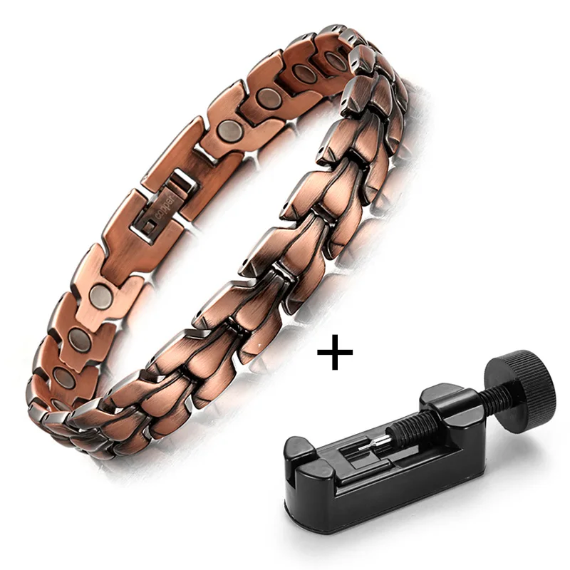 WelMag высокое качество целебные Мужские Медные Магнитный био энергии браслеты и браслеты здоровье женские ювелирные изделия красные браслеты из меди - Окраска металла: bracelet with adjust