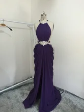 Real Photo 2017 High Neck Weiß Falten Sleeveless Reizvolle Backless Abendkleid Michael Costello Strass Prom Kleid Inspiriert