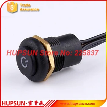 

10pc waterproof red button red LED 12mm latching push button switch starter push lock button switch with wire