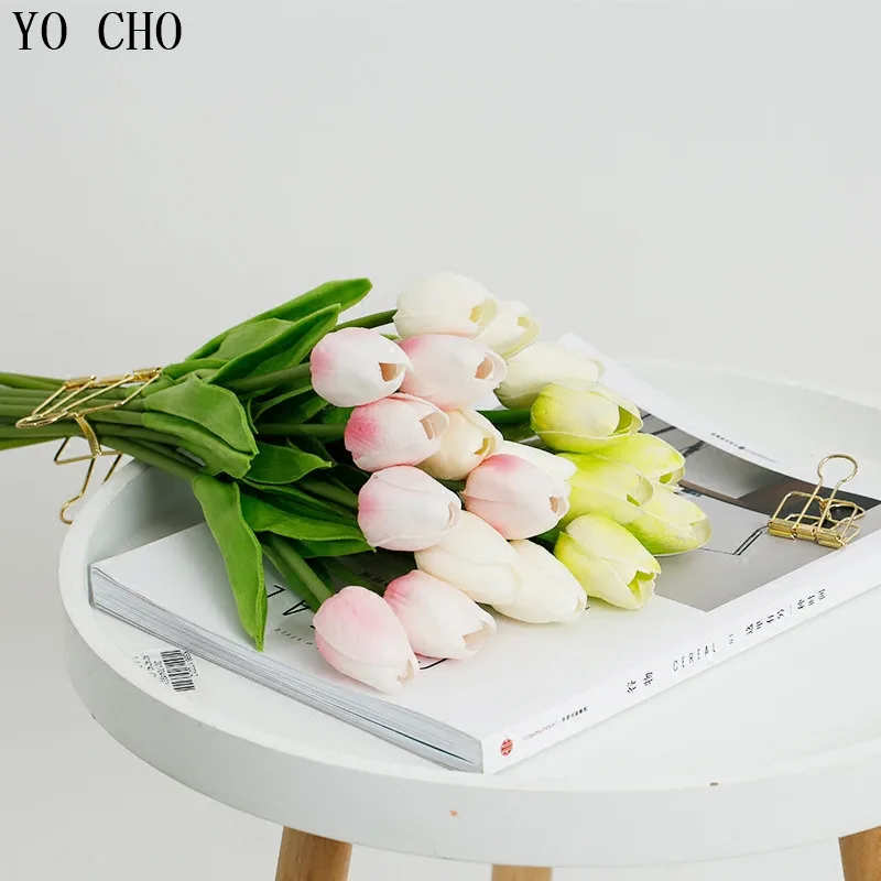 YO CHO 10 шт. бесплатная доставка искусственные мини тюльпаны полиуретан с эффектом