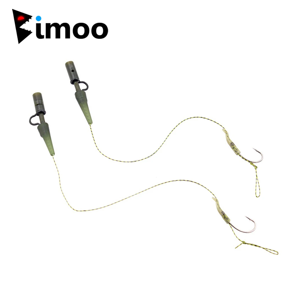 

Bimoo 2PCS Pre-Tied Carp Rigs Hook Size 2 4 6 with Lead Clip Swivels Hair Rigs Coarse Fishing Tackle