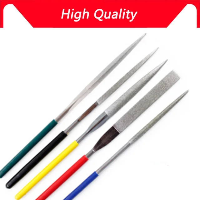 High quality 5PCS Fixmee 5 * 180 mm 10 in 1 DIY Diamond Flat Angled Needle File Non-slip PVC Set Carving Tool Kit NEW