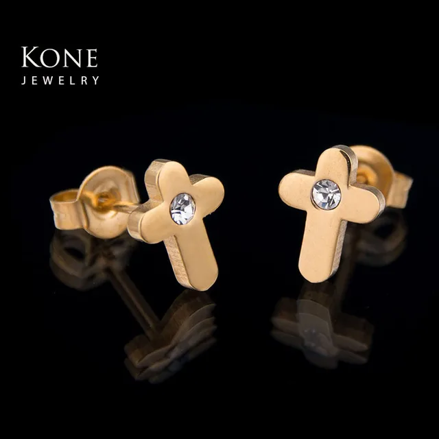 Etsy Small Cross Gold Earrings Stud Steel Plated Stainless Etsy Small Cross Gold Earrings Stud Steel Plated Stainless Crystal Stone Earring For Women