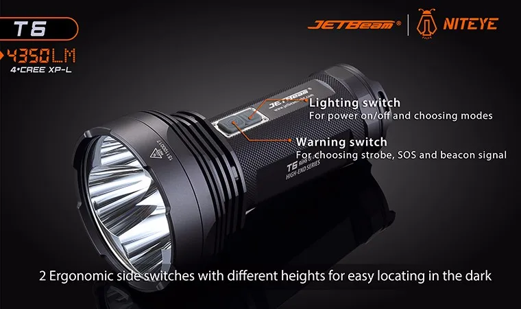 Lanterna de Acampamento Tocha para Caça Esportes ao ar m de Longa Jetlight Cree Drive Led Max.4350 lm 750 Distância Livre t6 4 * 7 de longa distância, tocha para caça, esportes ao ar livre