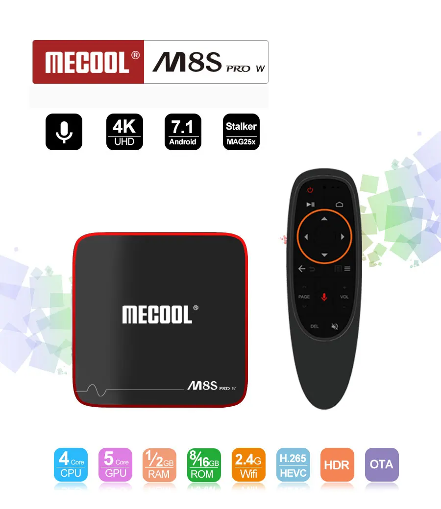 

Android7.1 MECOOL M8S PRO W Amlogic S905W Quad Core TV Set Box 1G/2G RAM 8G/16G ROM TV BOX 2.4G WIFI HDR OTA USB2.0 HDTV AV RJ45