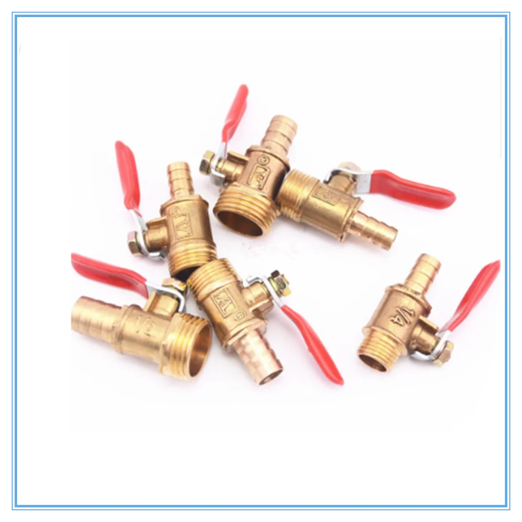 

Brass Barbed ball valve 4-12 Hose Barb 1/8'' 1/2'' 1/4'' Male Thread Connector Joint Copper Pipe Fitting Coupler Adapter