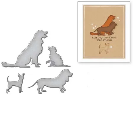 

Swovo 4PCS Dogs Labrador Metal Cutting Dies for Scrapbooking DIY Craft Paper Card Making Decorative Embossing Template 83*98MM