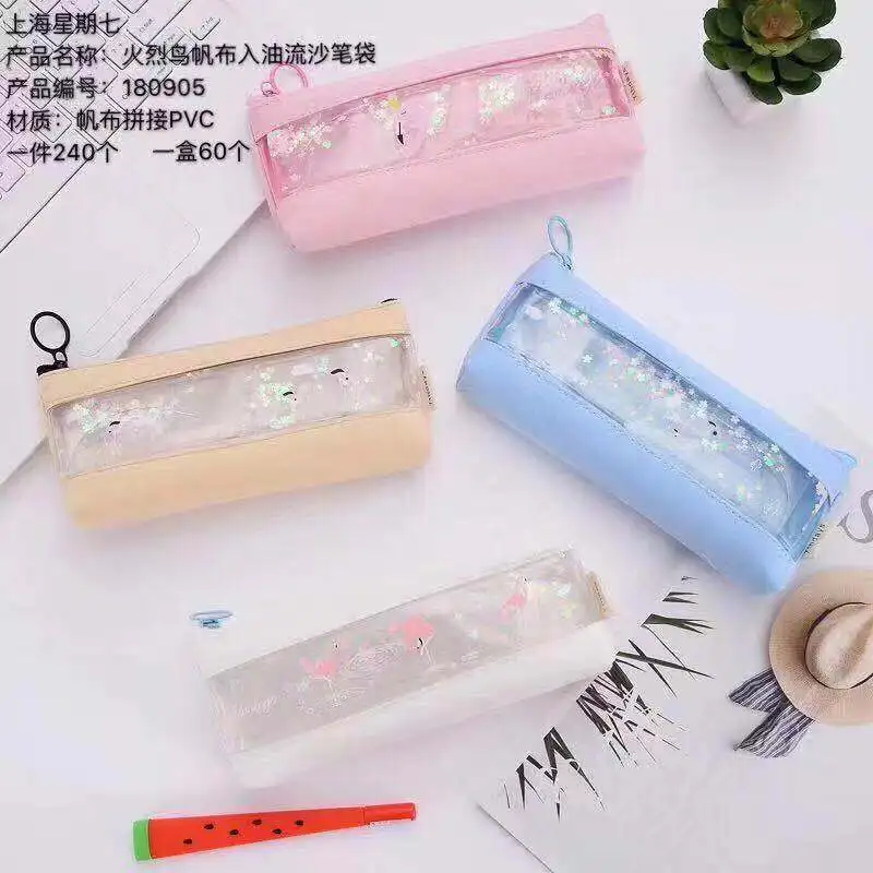 

1pcs/1lot Kawaii Pencil Case Flamingo canvas Estuches School Pencil Box Pencilcase Pencil Bag School Supplies Stationery