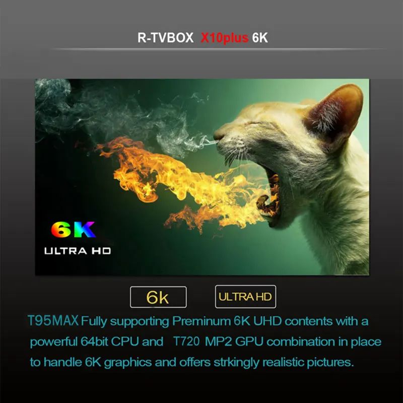 X10 Plus Smart R-TV BOX Android 9.0 Allwinner H6 4GB RAM +32/64GB ROM set top box 2.4G WiFi USB 3.0 6K H.265 HD Media Player