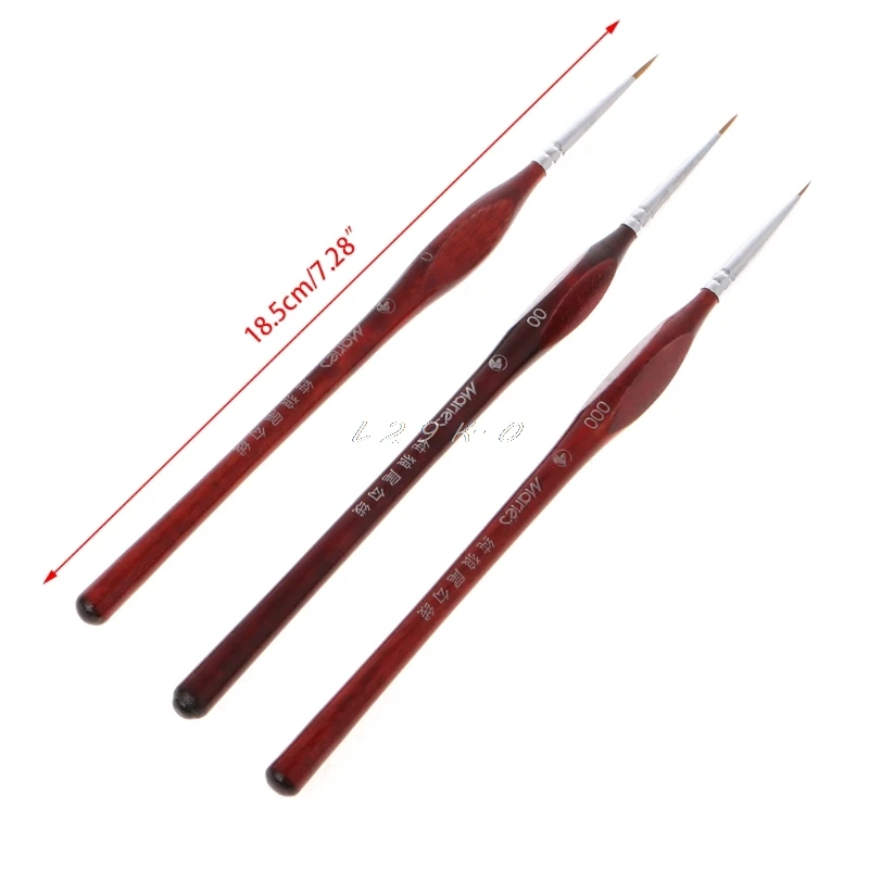 3Pcs Miniature Paint Brushes Professional Wolf Hair Fine Detailing 0~000 for Painting supplies images - 6