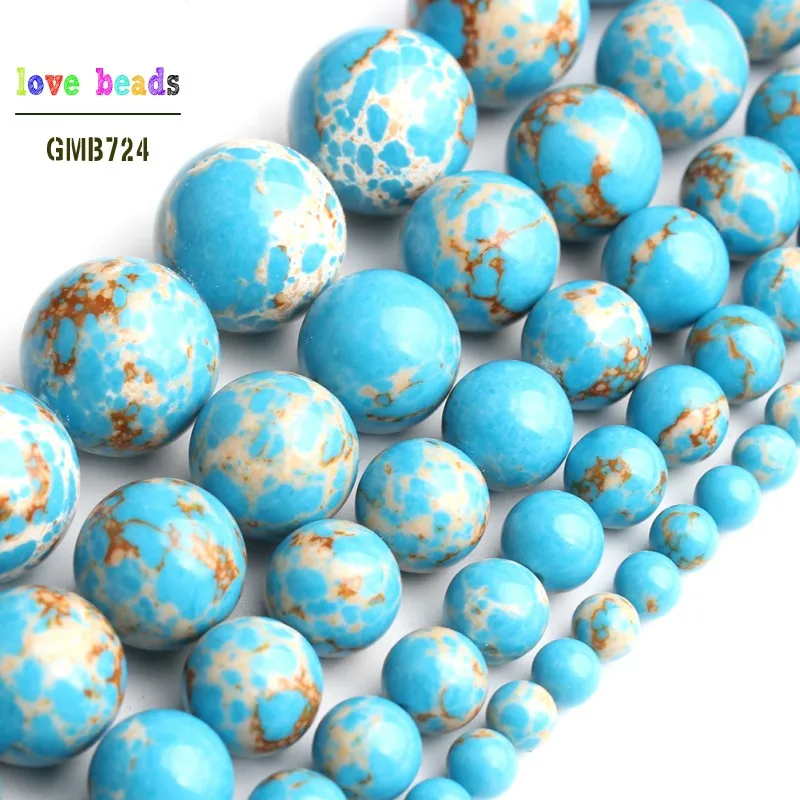 Natural Stone Beads Blue Red Sediment Jaspers Turquoise Beads For Jewelry  Making DIY Bracelets Necklace Supplies 4/6/8/10MM 15'' - AliExpress