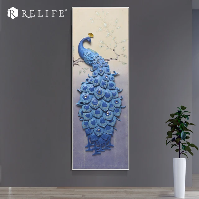 home decor resin peacock wall art acrylic oil painting for living