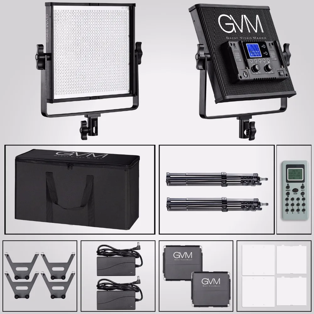 

GVM Professional LED Video Lighting Studio Kit CRI97 TLCI97 Bi color 896pcs LED Photography Light Panel With Wireless Control