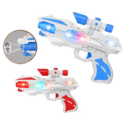 Электрический световой музыкальный пистолет пластиковый аккумулятор вспышка проекционный пистолет игрушка детский открытый боевой