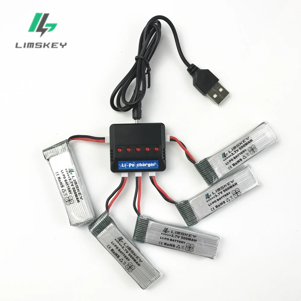 

Lipo Battery 3.7v 500mAh for Eachine E50 E50S T37 H37 ELFIE Drone RC Helicopter Li-Battery +5in1 Charger Spares Part