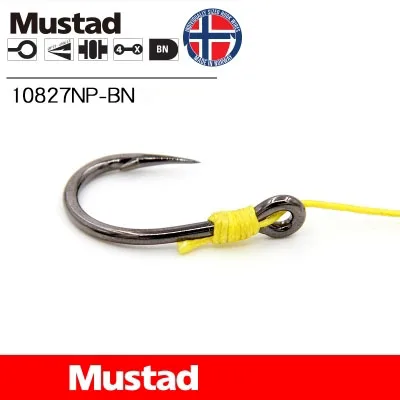 Mustad Рыбалка Крючки 10827NP-BN крючок для ловли карпа 1#1/0-12/0 Южное масло гигантский морской колючий рыболовный крючок черная рыба Высокоуглеродистая сталь Pesca