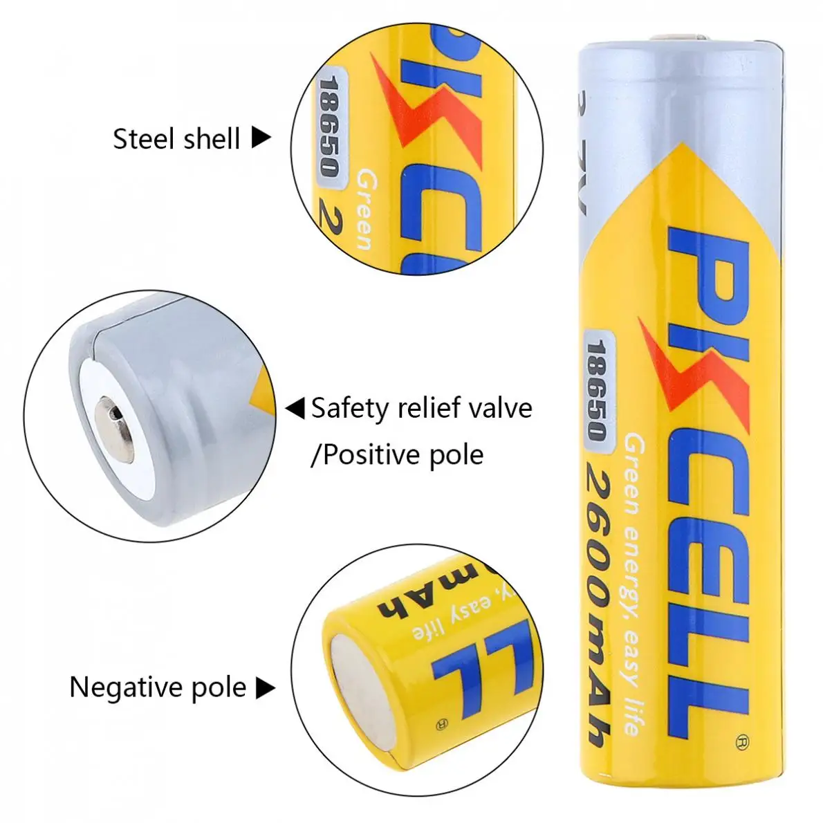 2 шт PKCELL 3 7 V 18650 2600mAh литий ионная аккумуляторная батарея с цепями защиты от