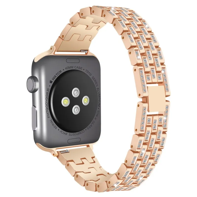 Горный Хрусталь Розовое Золото Нержавеющая сталь ремешок для Apple Watch Series 1 2 3 полосы Смарт часы браслеты c интимные аксессуары
