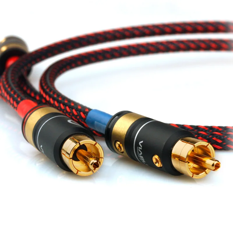 

XiaoFan X5 Single Crystal Copper Speaker 2 RCA Double Lotus Head Audio Cable 2 to 2 Audio Amplifier Signal Cable Free Shipping