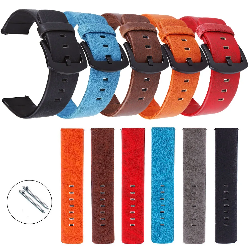 Metal Classic Buckle Genuine PU Leather Watch Strap 18mm 20mm 22mm 24mm