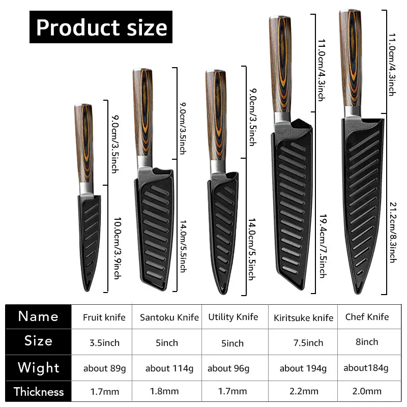 Kitchen knife Chef Knives Japanese 7CR17 440C High Carbon Stainless Steel Imitation Damascus Sanding Laser Knife Dropship - Image 5