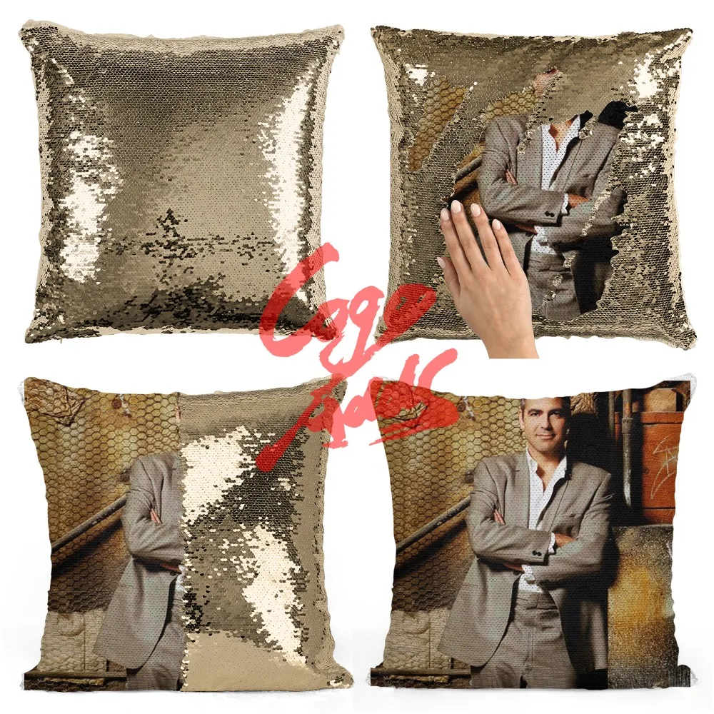 

george timothy clooney decorative throw pillows reversible mermaid sequin pillow case cover dropshipping