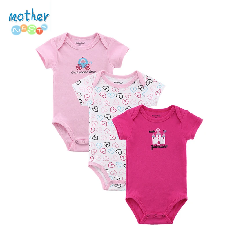 Mother Nest 3 PCS lot font b Baby b font Romper Girl Boy Short Sleeve Leopard