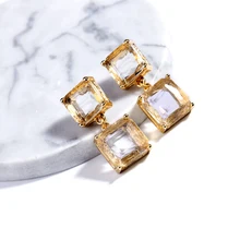 Модные женские серьги кристалл стиль простой сладкий темперамент геометрические квадраты MS кристалл серьги гвоздики для женщин