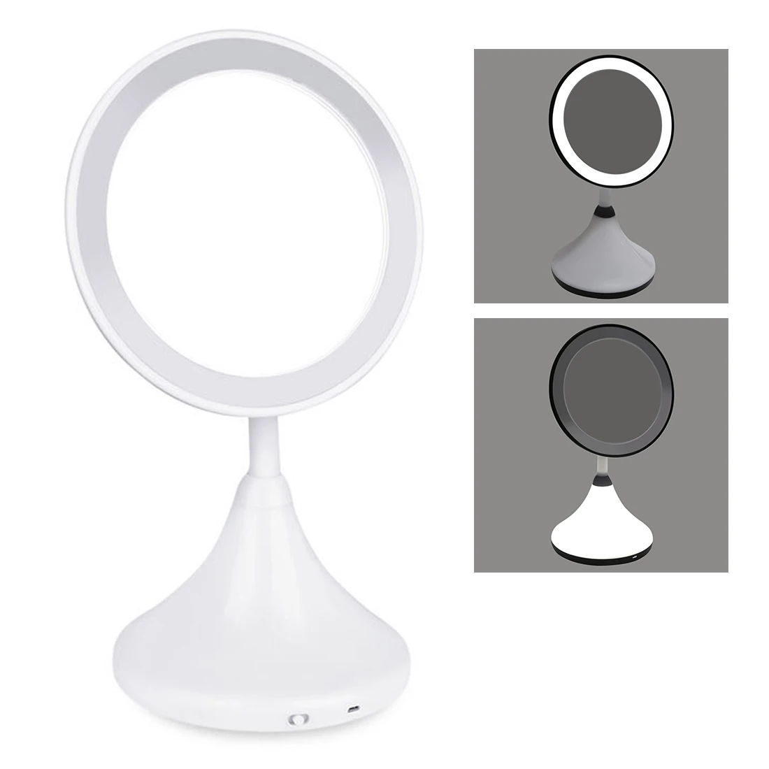 New Design Simple Make Up Mirror with LED Light Table Lamp Desktop Black White Make-up Tools