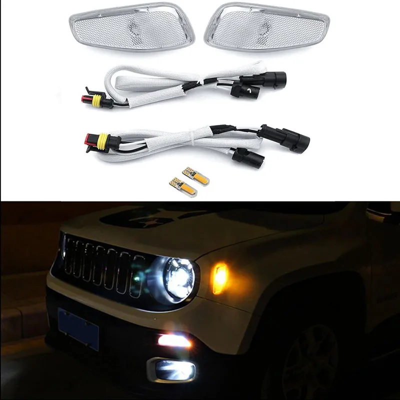 for 2015 2017 Jeep Renegade Car Side Marker LED Yellow Lens Amber