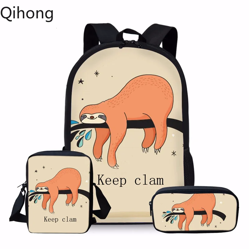 

Qihong Cute Sloth Girls School Backpack Kids Puppy mochilas escolares infantis Children School Bags Set Lovely Satchel