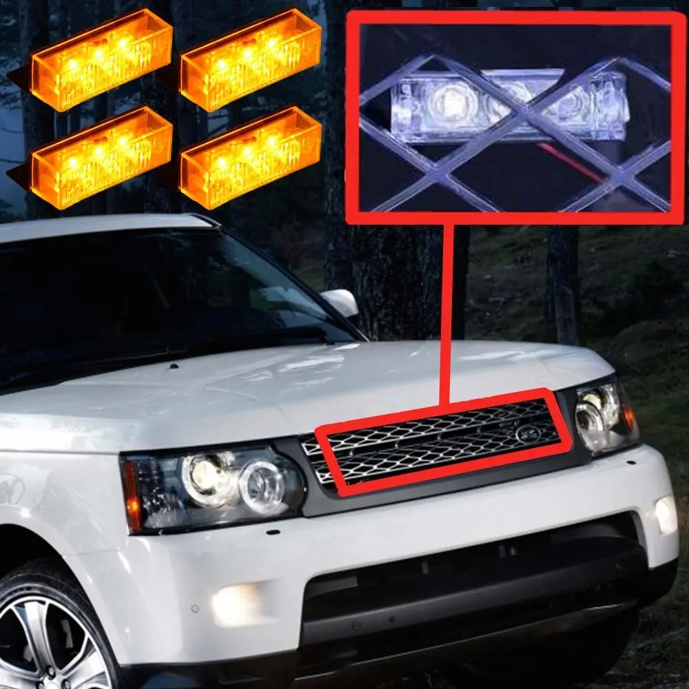 12V автомобиль решетка мигающие стробоскопические огни Автомобильные передняя решетка палубы вспышка лампа аварийной сигнализации полиции предупреждающая сигнальная лампа