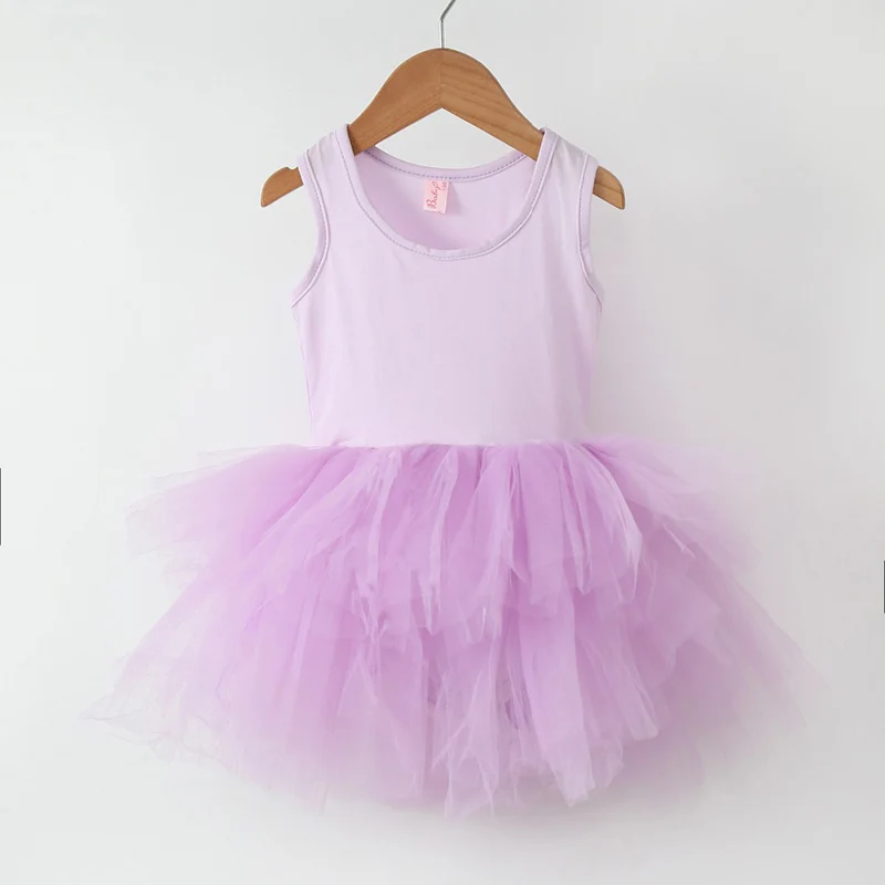 Летнее платье-пачка для маленьких девочек; вечернее платье принцессы ярких цветов для девочек; балетное платье для танцев; детское платье без рукавов; Vestidos - Цвет: Лаванда