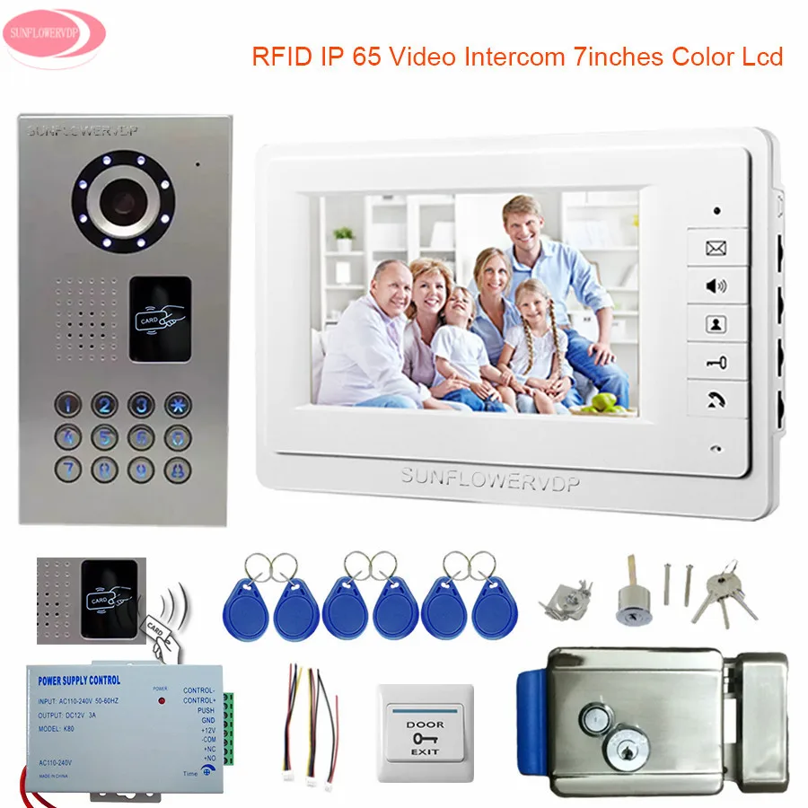 

Video Intercom With a Lock For a Private House IP65 Waterproof Rfid 7'' Intercom In The Apartment Door Bell With Camera CCD Kit