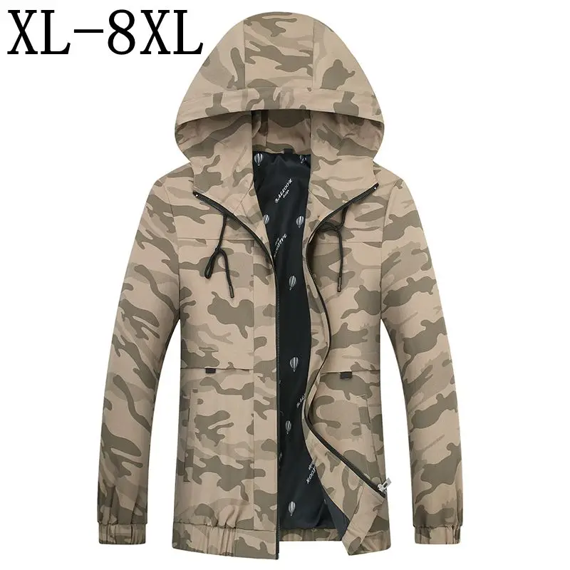 

8XL 7XL 6XL 2019 New Autumn Men's Jacket Male Military Style Overcoat Khaki Black Windbreaker Jacket Mens Waterproof Hooded Coat