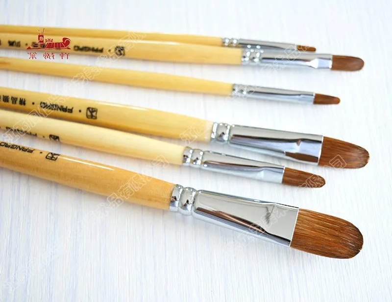 

6Pcs/Set tongue peak weasel hair Natural color birch Pole row pen Art painting materials Set oil painting brush art supplies