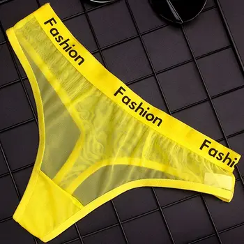 Summer Wrap Design Women Sexy Cotton Mesh Transparent Lace Panties Thongs Ultra-thin mesh Seamless Briefs Panty Underwear