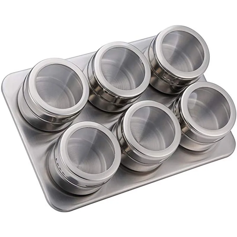 9Pcs Set With Adjustable Metal Stand To Organize and Hold Spices Dried Herbs Kitchen Tools Stainless Steel Magnetic Spice Rack 9Pcs Set With Adjustable Metal Stand To Organize and Hold Spices Dried Herbs Kitchen Tools Stainless Steel Magnetic Spice Rack